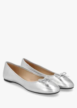 Abigail Silver Metallic Leather Ballet Pumps