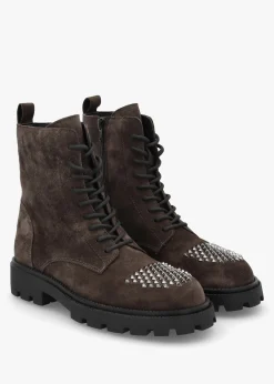 Abode Brown Suede Embellished Ankle Boots