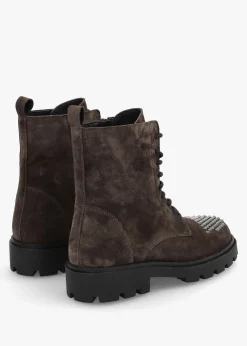 Abode Brown Suede Embellished Ankle Boots