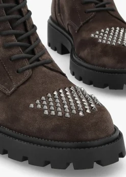 Abode Brown Suede Embellished Ankle Boots