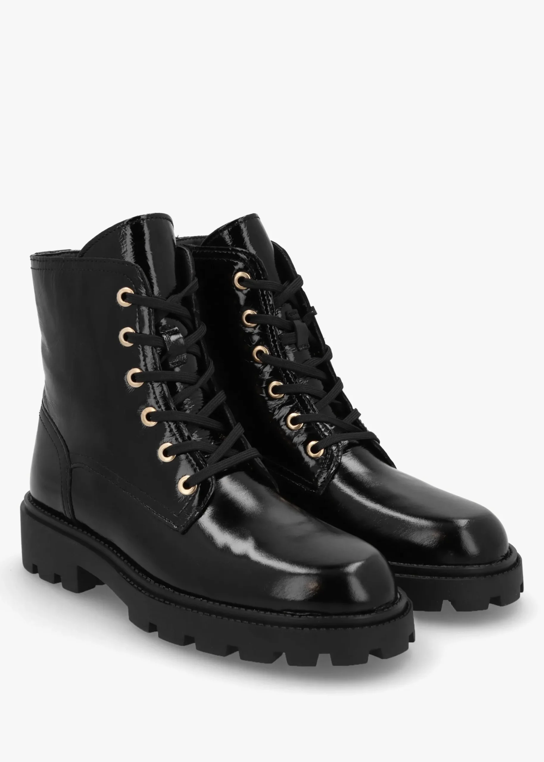 Acorn Black Patent Leather Lace Up Ankle Boots