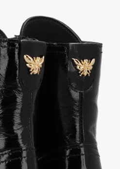 Acorn Black Patent Leather Lace Up Ankle Boots