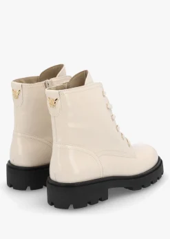 Acorn White Patent Leather Lace Up Ankle Boots