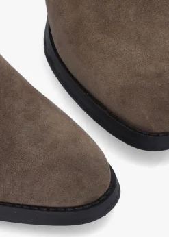 Adios Brown Suede Western Chelsea Mid-Heel Boots