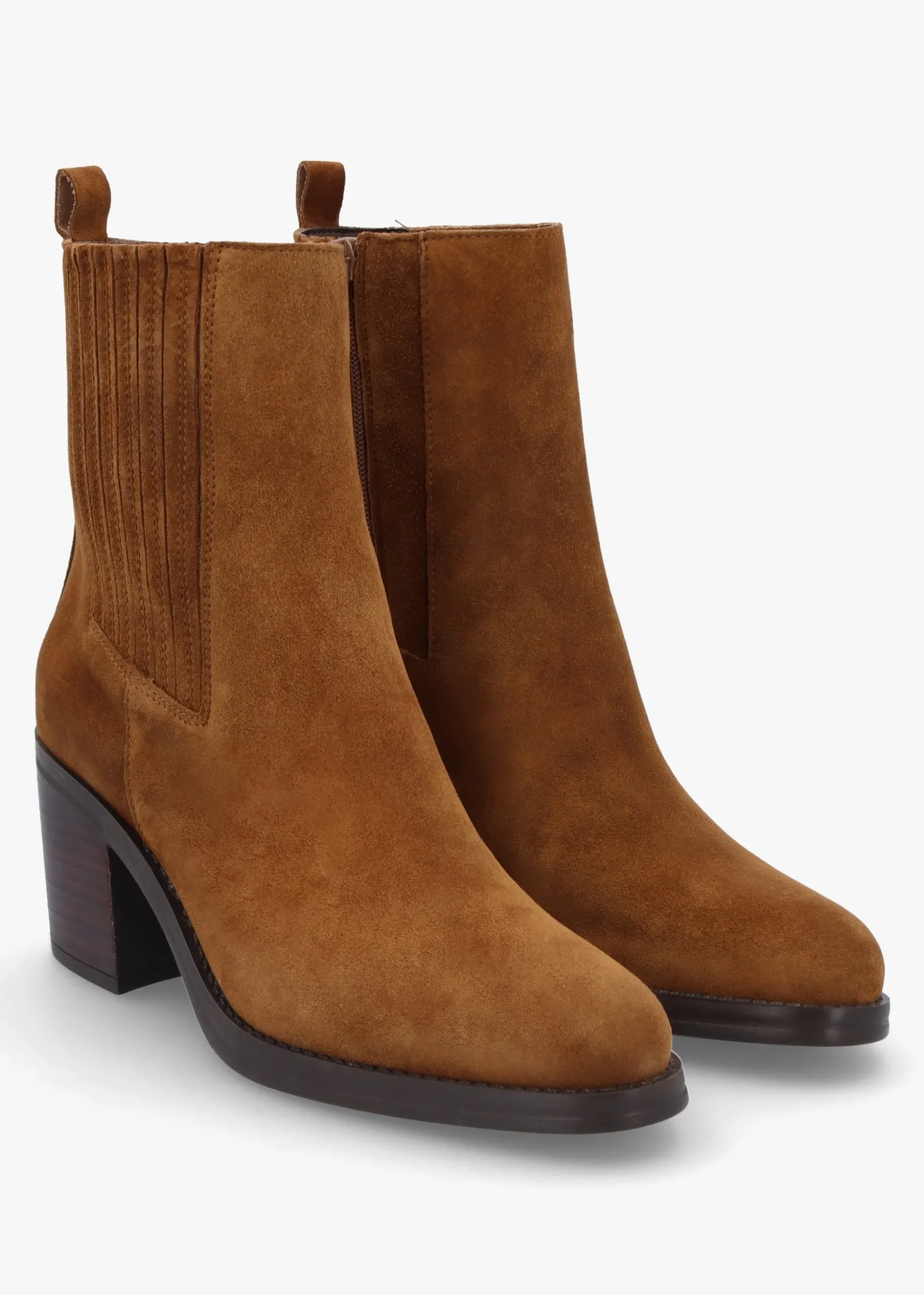 Adios Tan Suede Western Chelsea Mid-Heel Boots