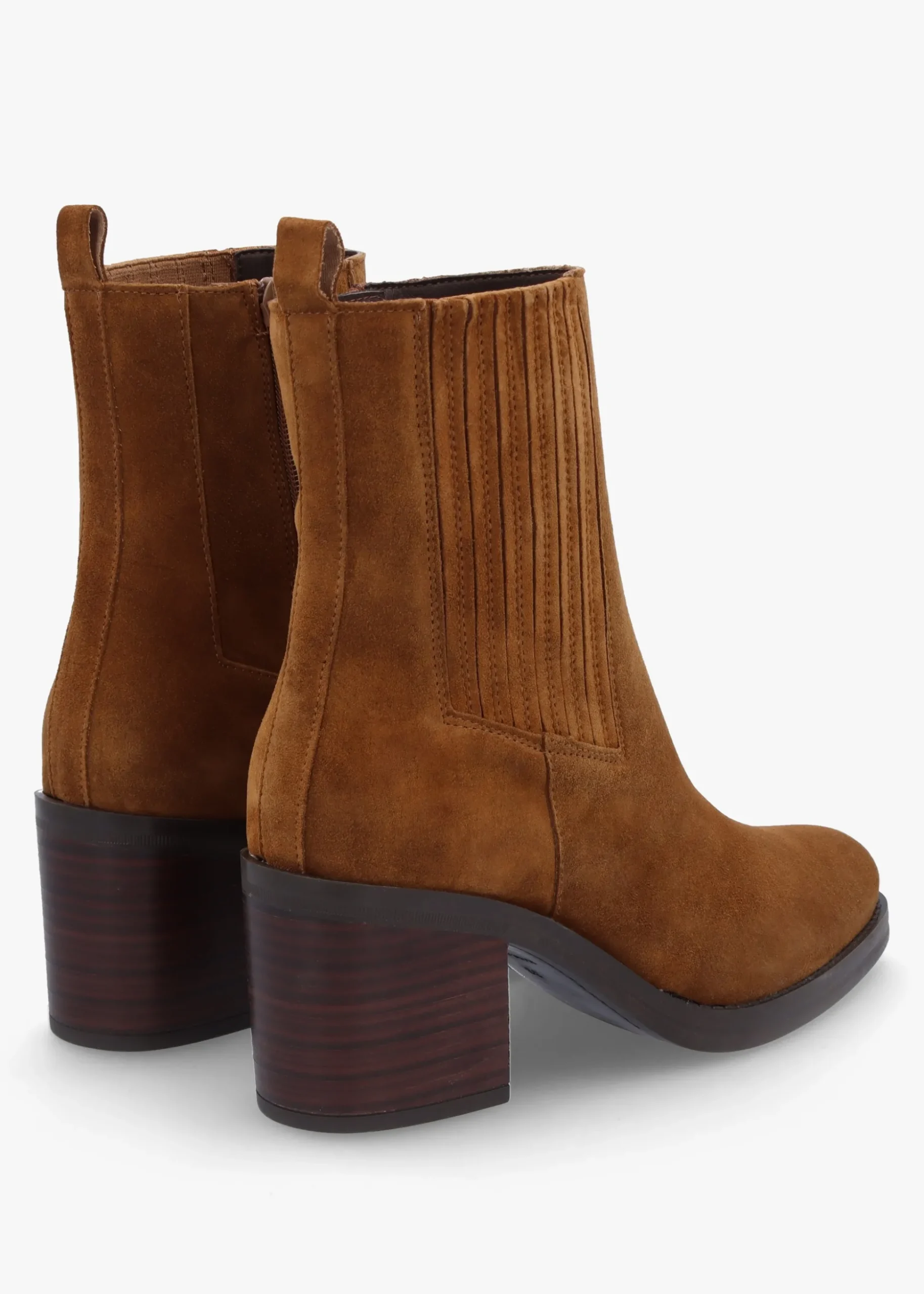 Adios Tan Suede Western Chelsea Mid-Heel Boots