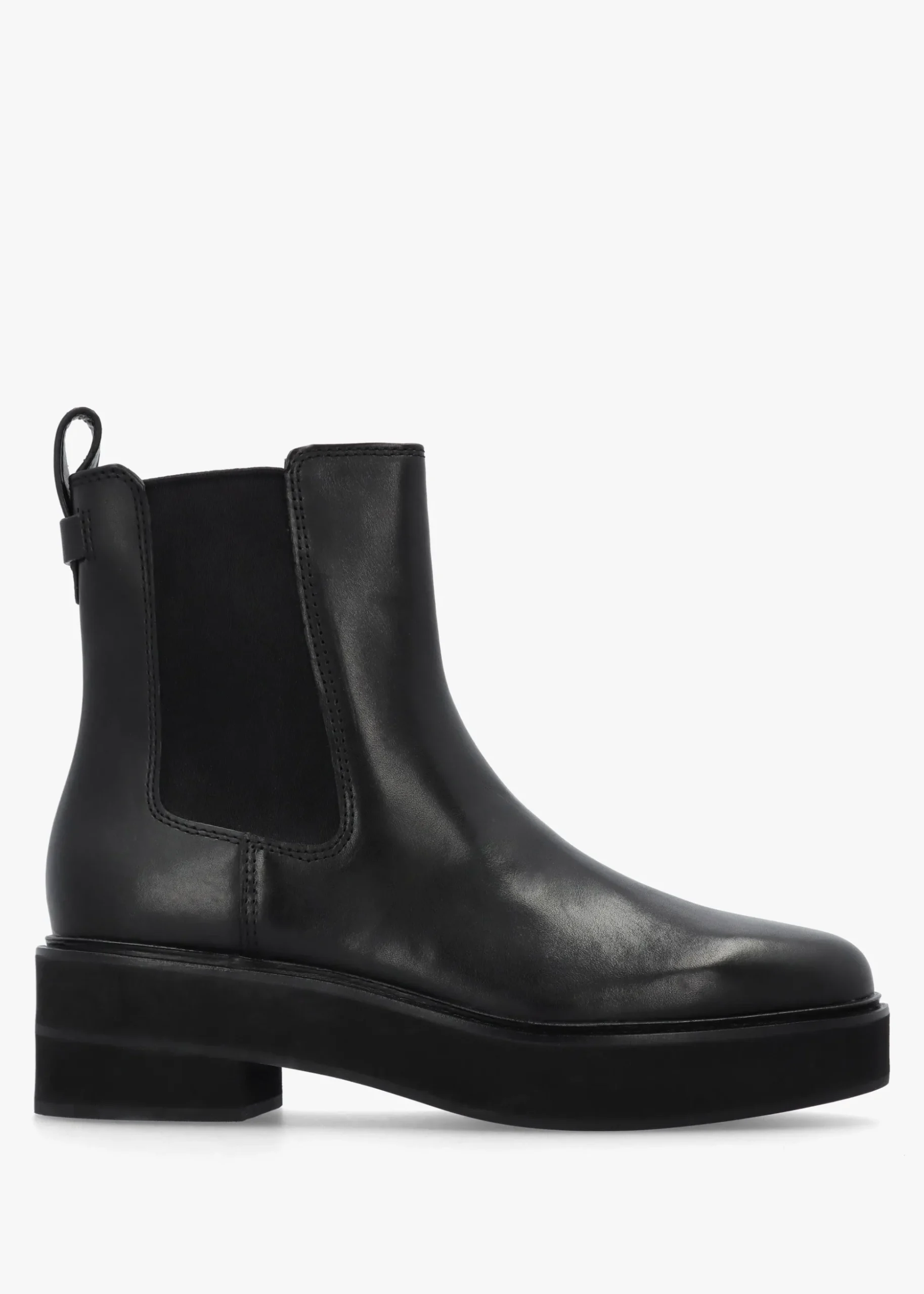 Adrianna Black Leather Chunky Chelsea Boots