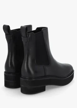 Adrianna Black Leather Chunky Chelsea Boots