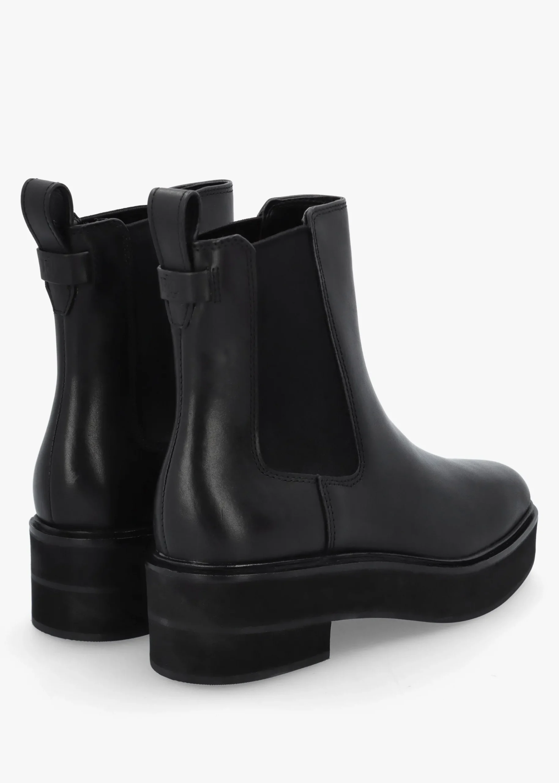 Adrianna Black Leather Chunky Chelsea Boots