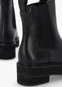 Adrianna Black Leather Chunky Chelsea Boots
