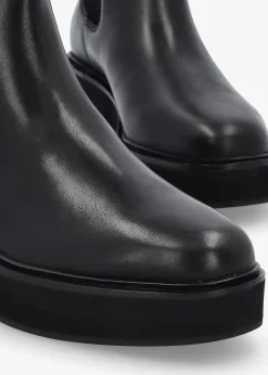 Adrianna Black Leather Chunky Chelsea Boots