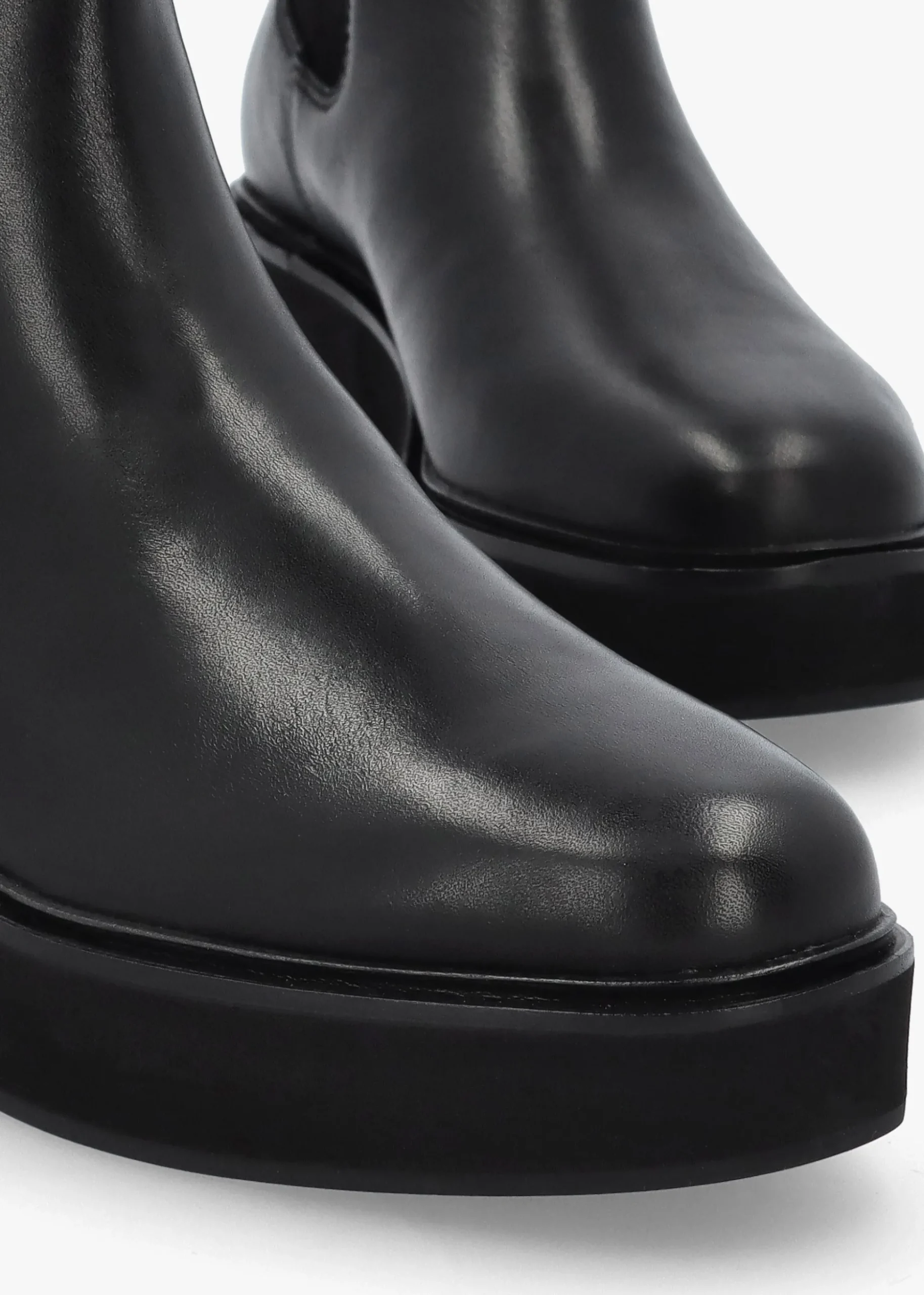 Adrianna Black Leather Chunky Chelsea Boots