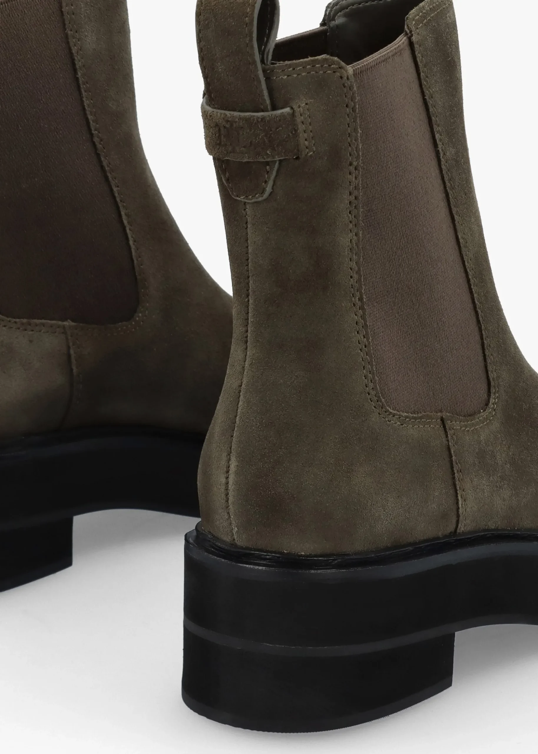Adrianna Dark Olive Suede Chunky Chelsea Boots