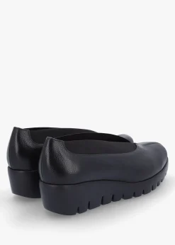 Agadir Black Leather Wedge Shoes