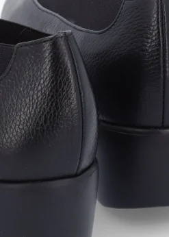 Agadir Black Leather Wedge Shoes