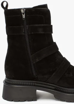 Akita Black Suede Jeweled Biker Boots