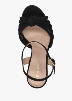 Aknot Black Suede Platform Heeled Sandals