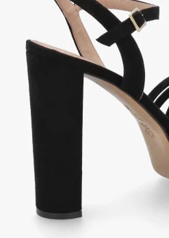 Aknot Black Suede Platform Heeled Sandals