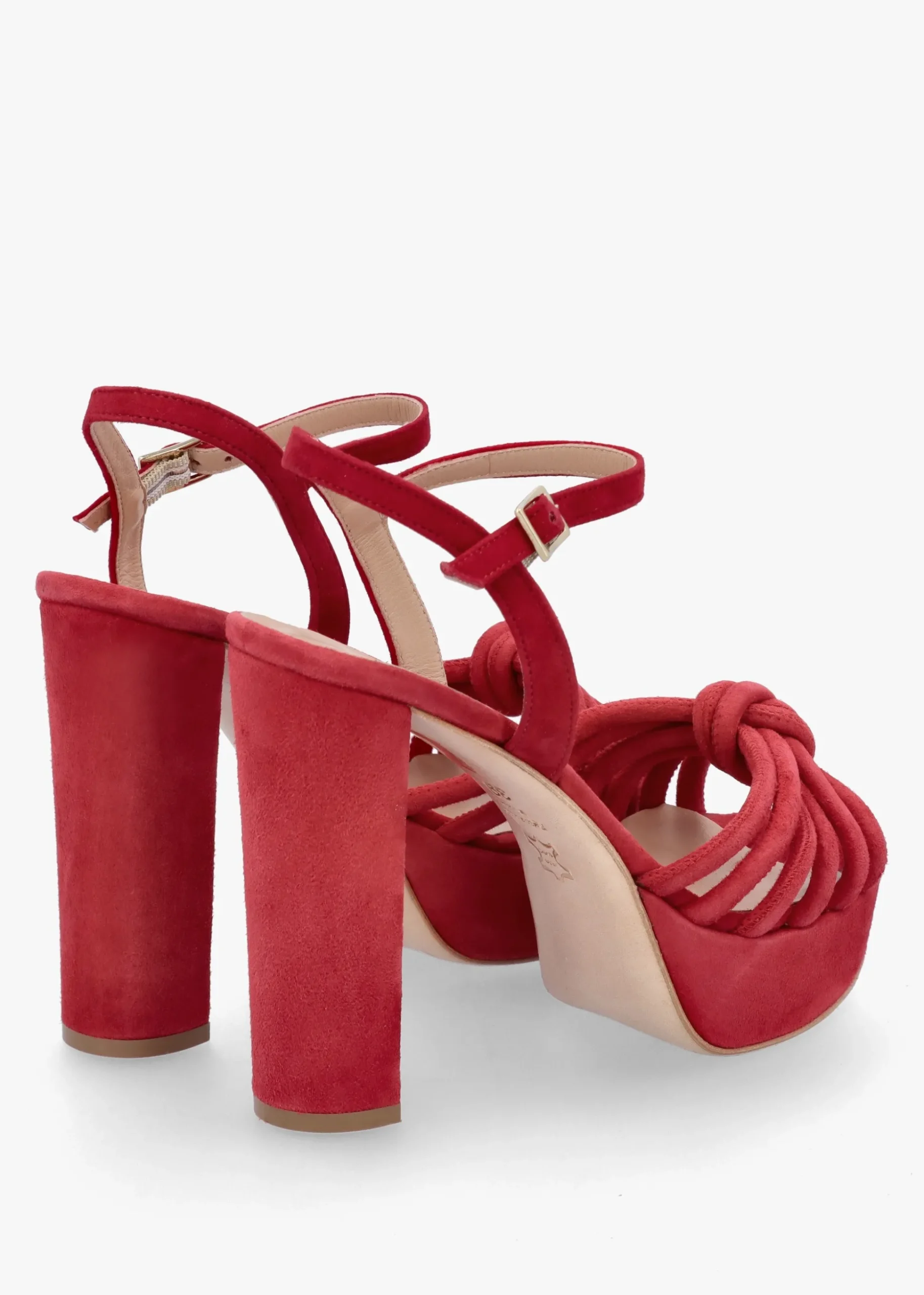 Aknot Red Suede Platform Heeled Sandals