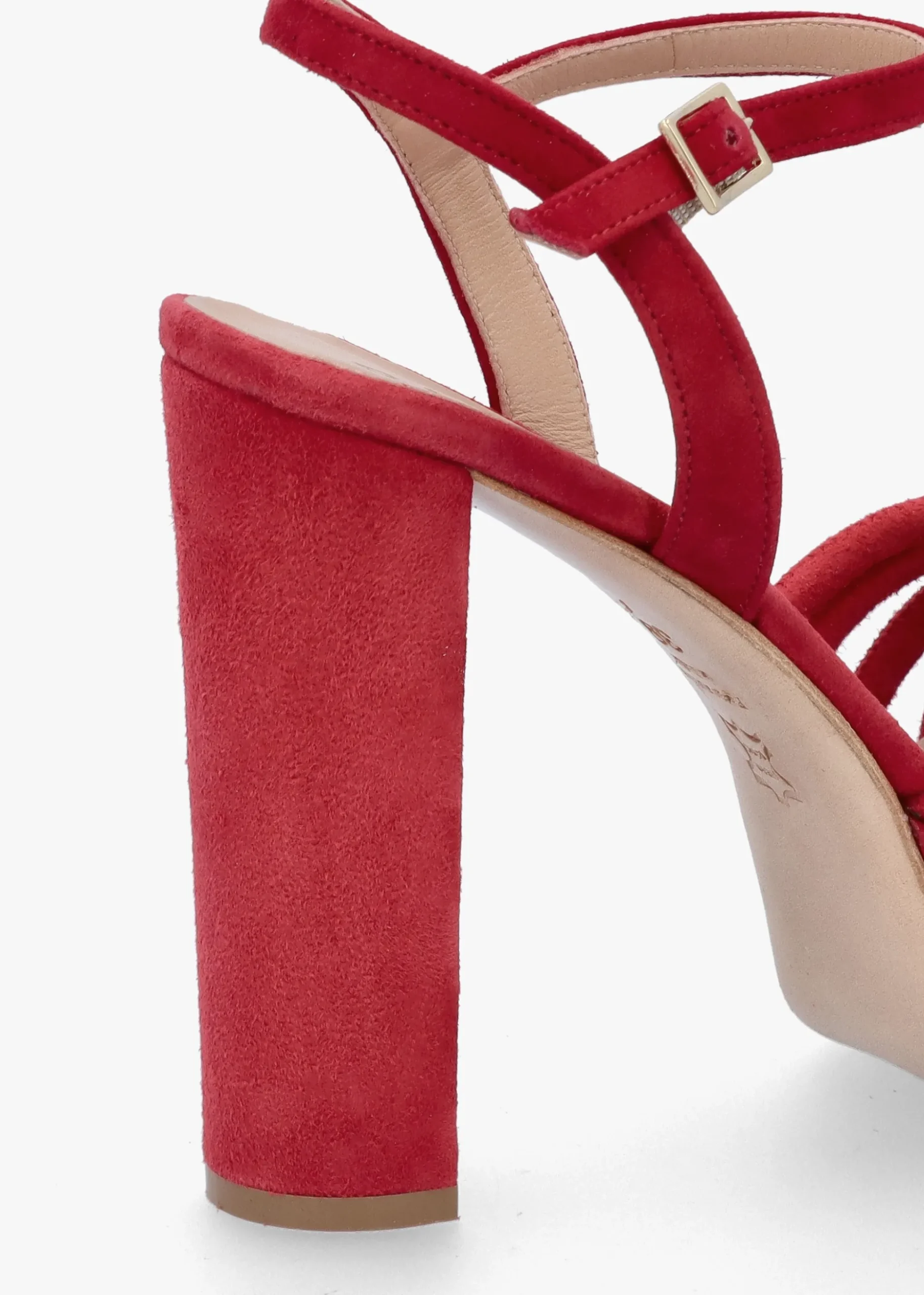 Aknot Red Suede Platform Heeled Sandals