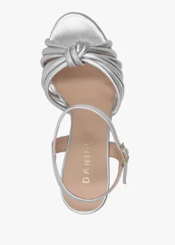 Aknot Silver Leather Platform Heeled Sandals