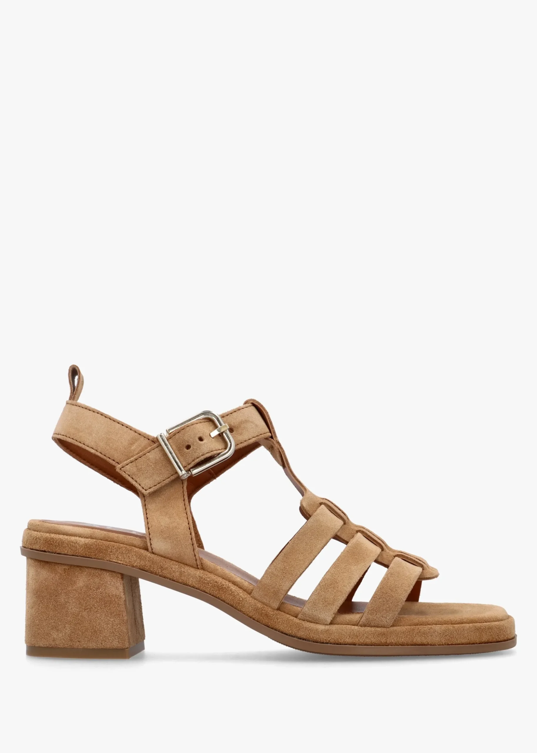 Akure Tan Suede Block Heel Fisherman Sandals