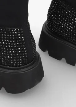 Alice Black Leather Elasticated Over The Knee Boots