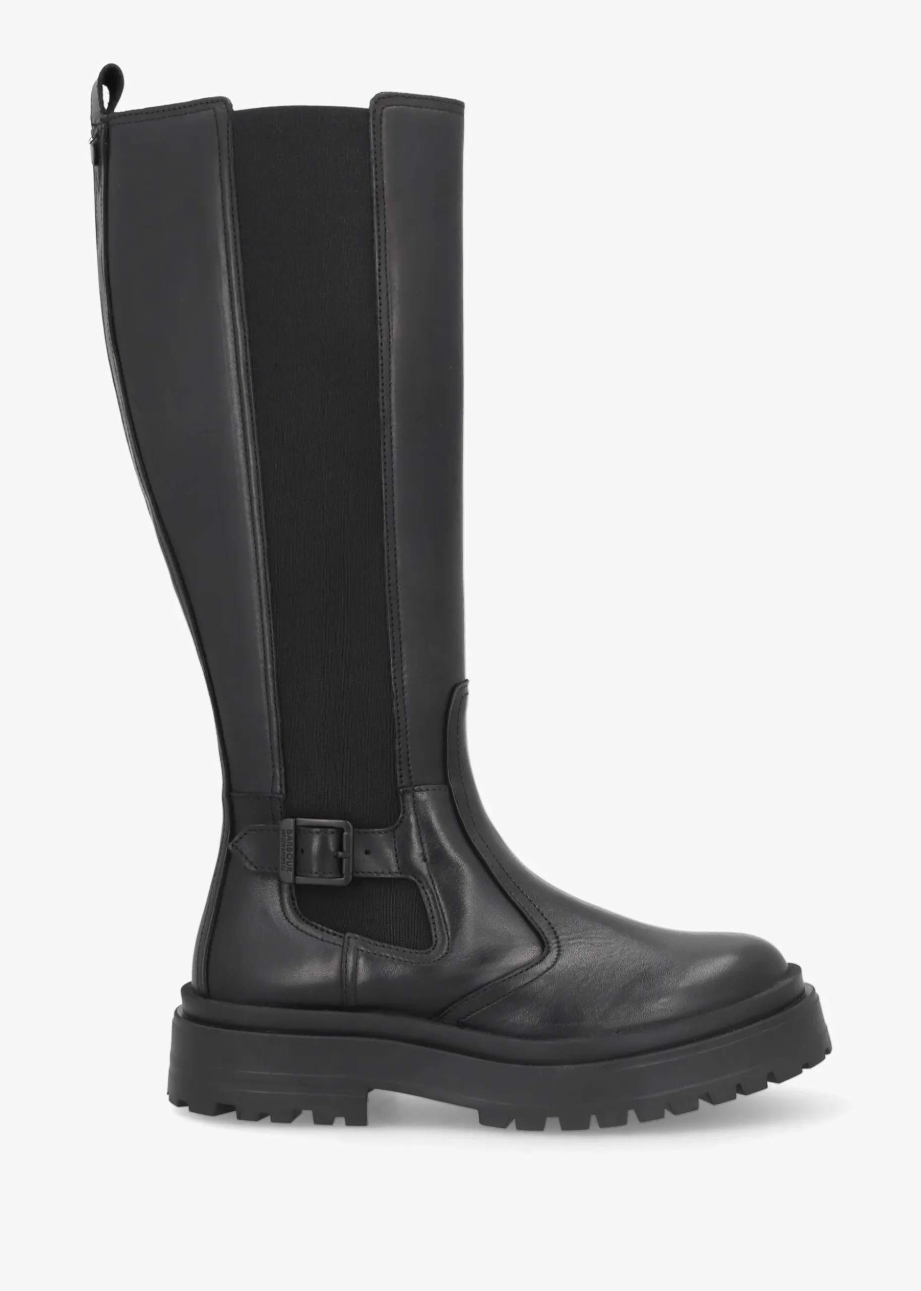 Alicia Black Leather Knee High Chelsea Boots