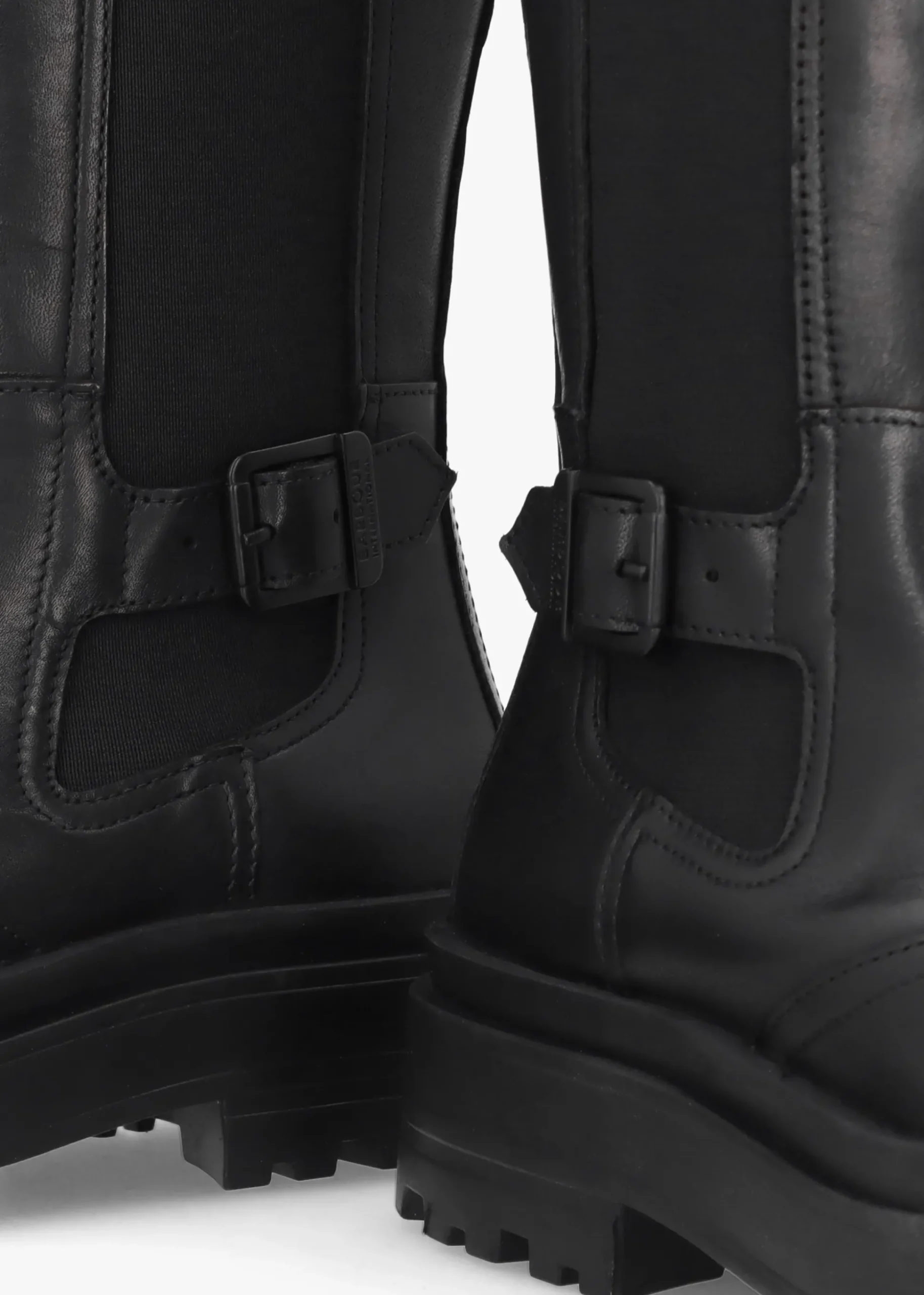 Alicia Black Leather Knee High Chelsea Boots