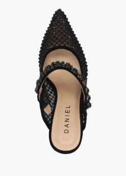 Alma Black Crystal Mesh Heeled Mary Janes