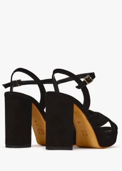 Aloha Black Suede Platform Heeled Sandals