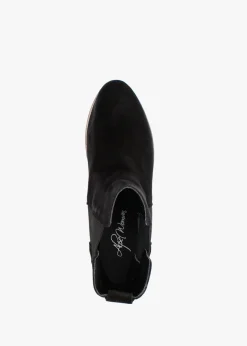 Alpaca Black Suede Wedge Ankle Boots