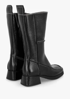 Alzira Black Leather Mid-Calf Boots