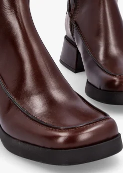 Alzira Brown Black Leather Mid-Calf Boots
