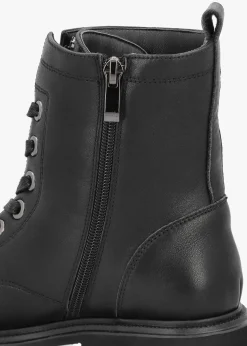 Amari Black Leather Embellished Ankle Boots