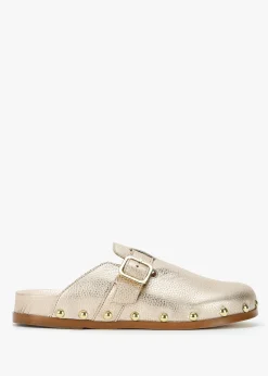 Ambur Rose Gold Leather Mule Clogs