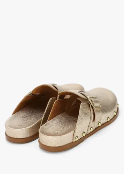 Ambur Rose Gold Leather Mule Clogs