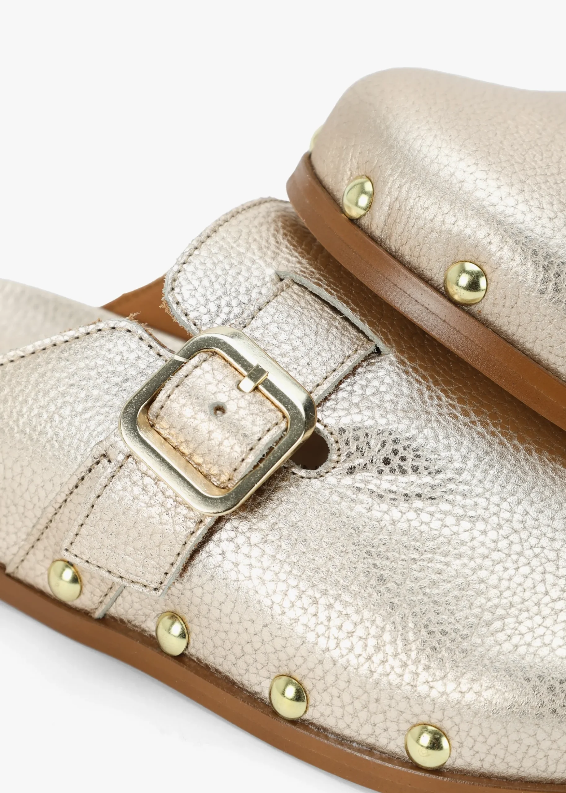 Ambur Rose Gold Leather Mule Clogs