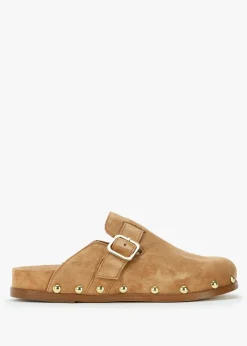 Ambur Tan Suede Leather Mule Clogs