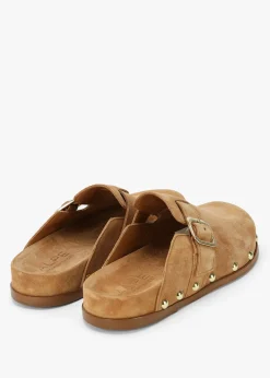 Ambur Tan Suede Leather Mule Clogs