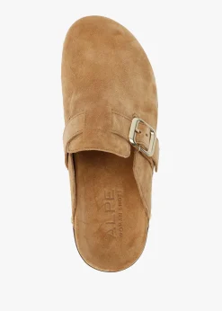 Ambur Tan Suede Leather Mule Clogs