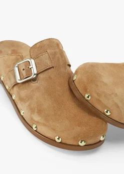 Ambur Tan Suede Leather Mule Clogs