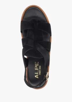 Amsty Black Suede Slab Sole Fisherman Sandals