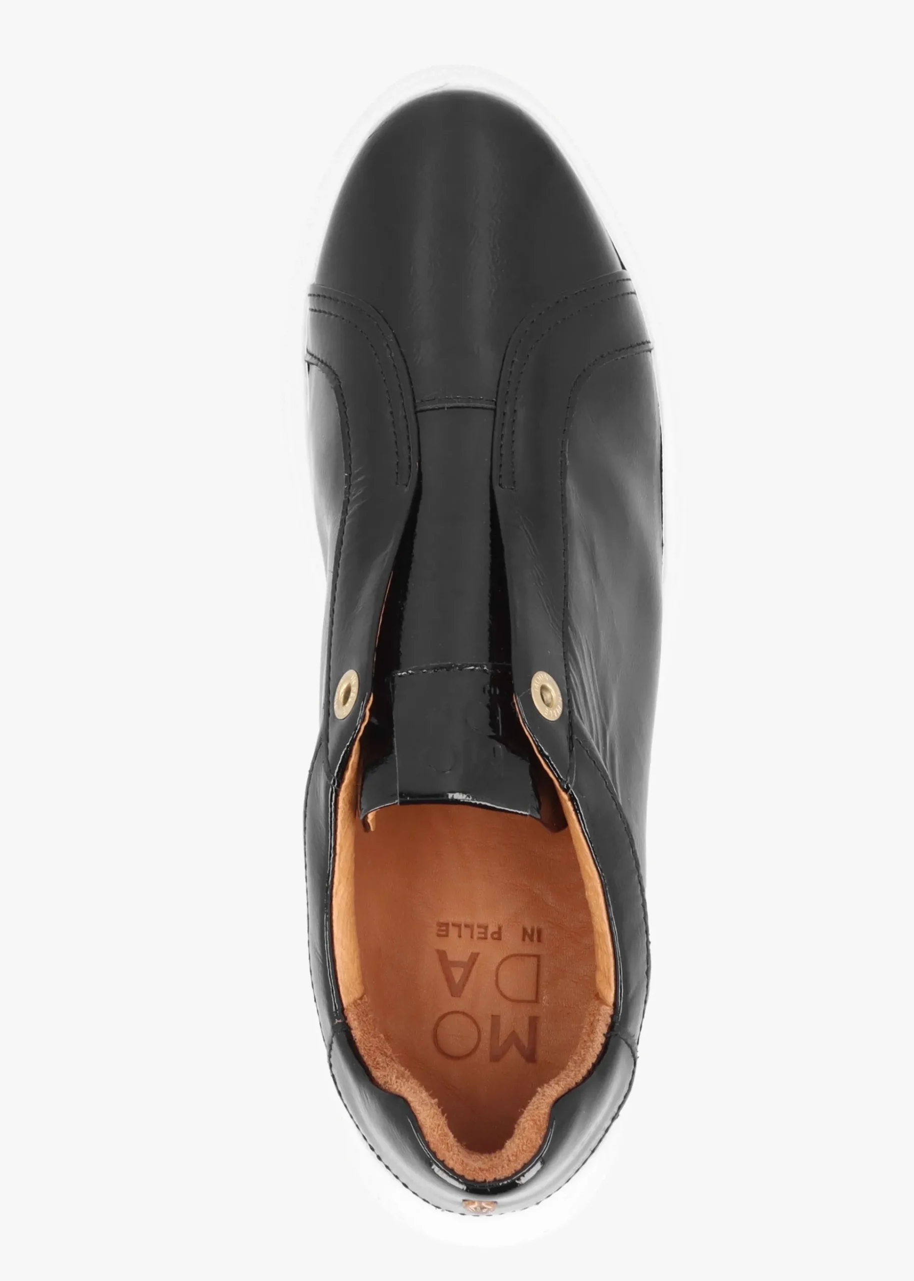 Aneeba Black Patent Leather Slip On Trainers
