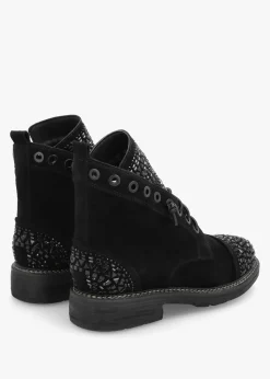 Angel Black Suede Diamante Embellished Ankle Boots