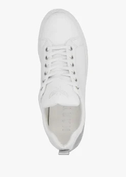 Angels Ease White Leather Silver Wing Trainers