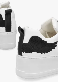 Angels Rise Black Leather Flatform Trainers
