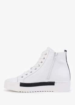 Angels White Leather Black Wing High Top Trainers