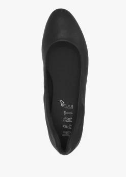 Angels Wings Black Leather Ballet Pumps