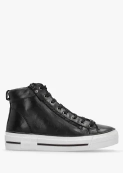 Annaken Black Leather High Top Trainers